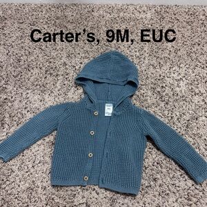Carters Blue Hooded Knit Cardigan